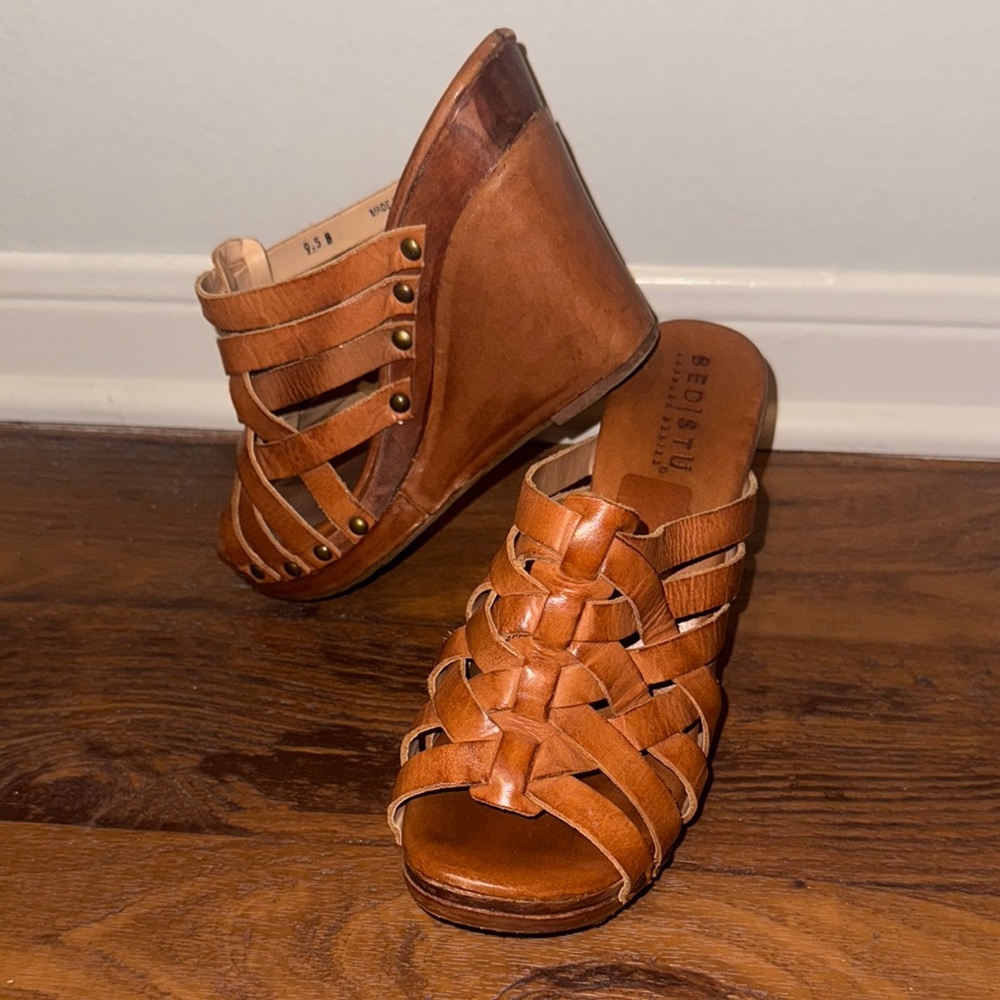 BED|STU Brown Woven Leather Mules - Picture 2 of 5